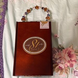 Elegant Wooden cigar Jewelry Box with Beaded Handle